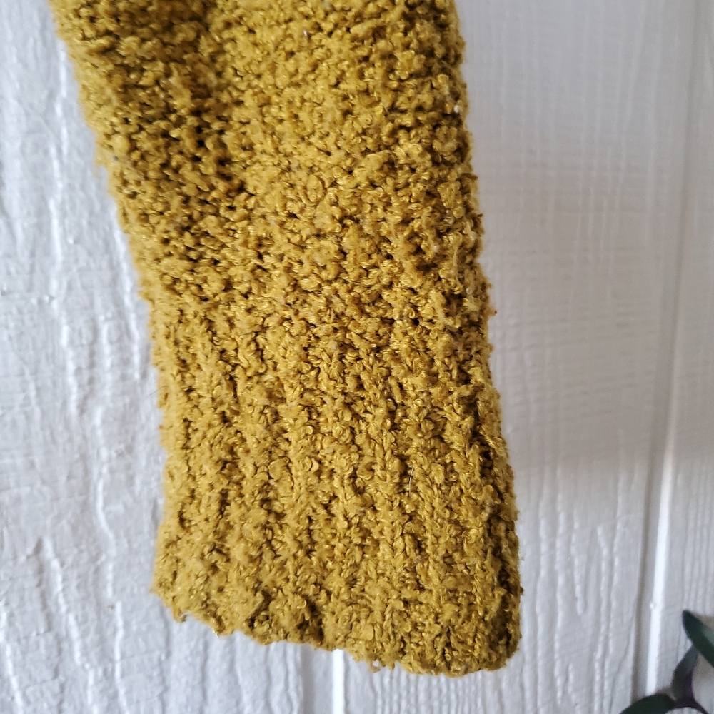 Free People Finders Keepers V Neck Drop Shoulder Boucle Nubby Slouchy Gold Small - Picture 5 of 7